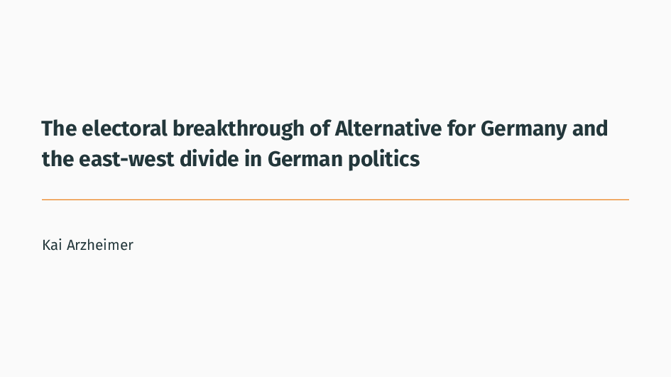 The AfD and the East-West divide in German Politics 1